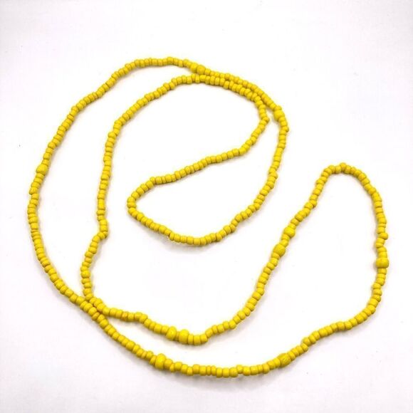 Yellow and pink seed bead necklace waist or bracelet - Picture 4 of 7